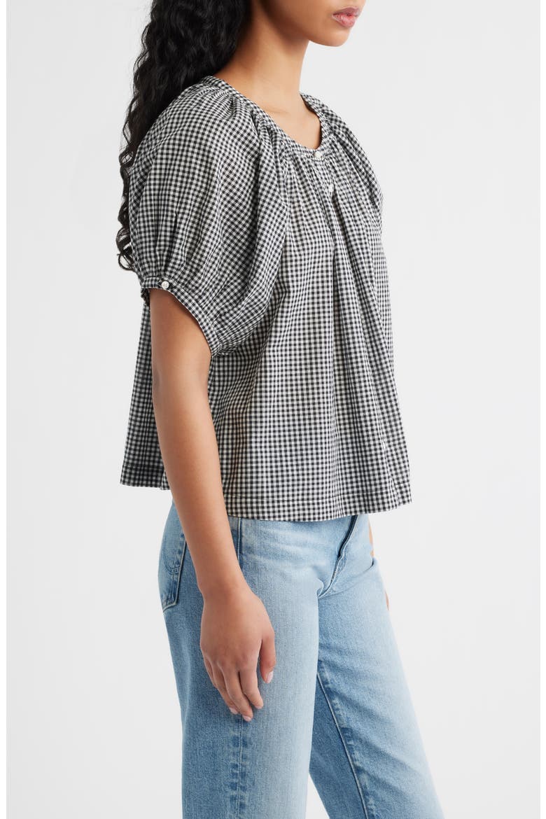 June Organic Cotton Gingham Top, Alternate, color, NOIR LA MADDALENA GINGHAM