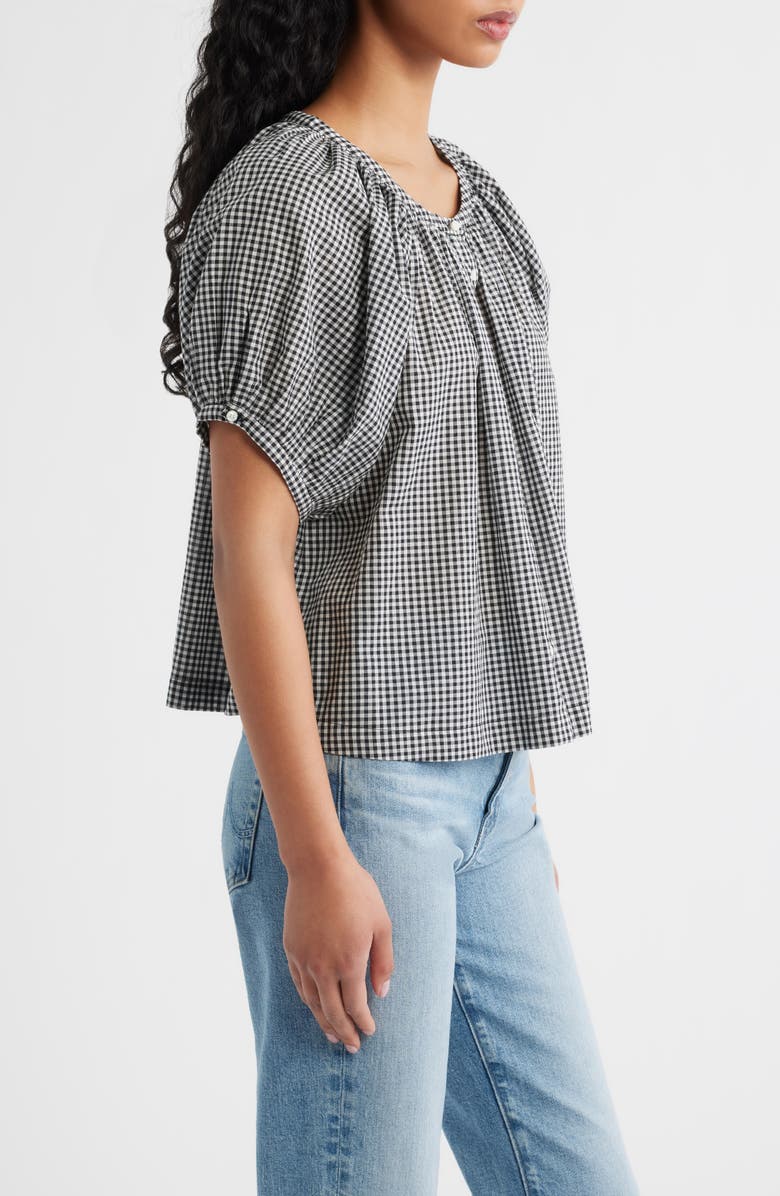 DÔEN June Organic Cotton Gingham Top, Alternate, color, Noir La Maddalena Gingham