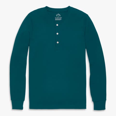 Unisex Fit Organic Long Sleeve Henley Pj Top