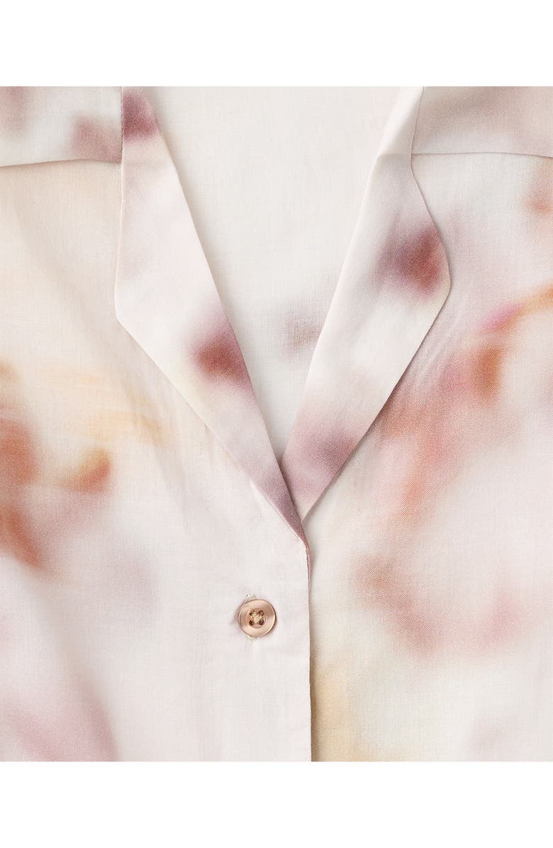 MANGO Floral Print Cotton Pajama Top, Alternate, color, Brown