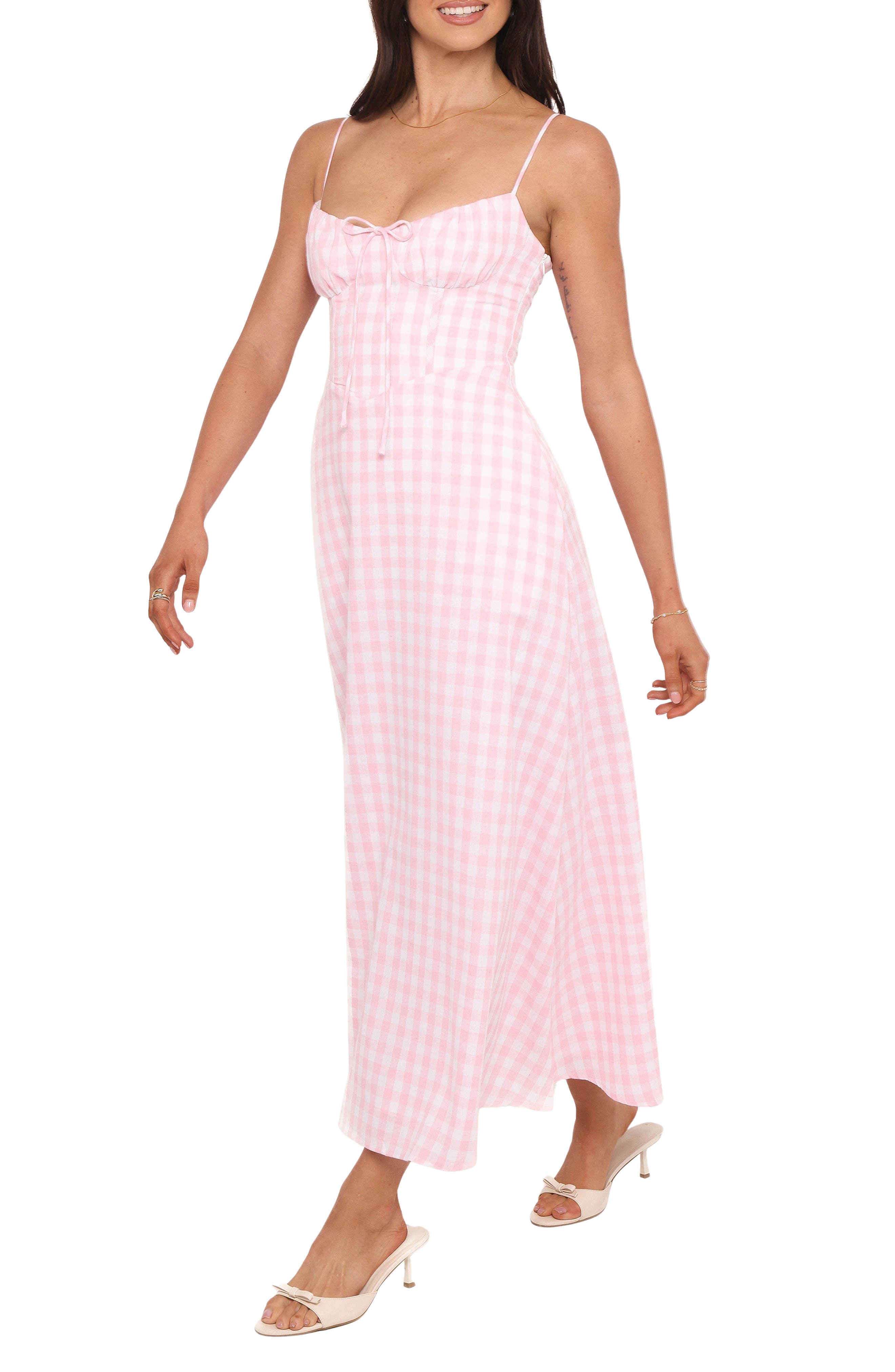 pink gingham maxi dress Flora Maxi Dress in Pink Gingham