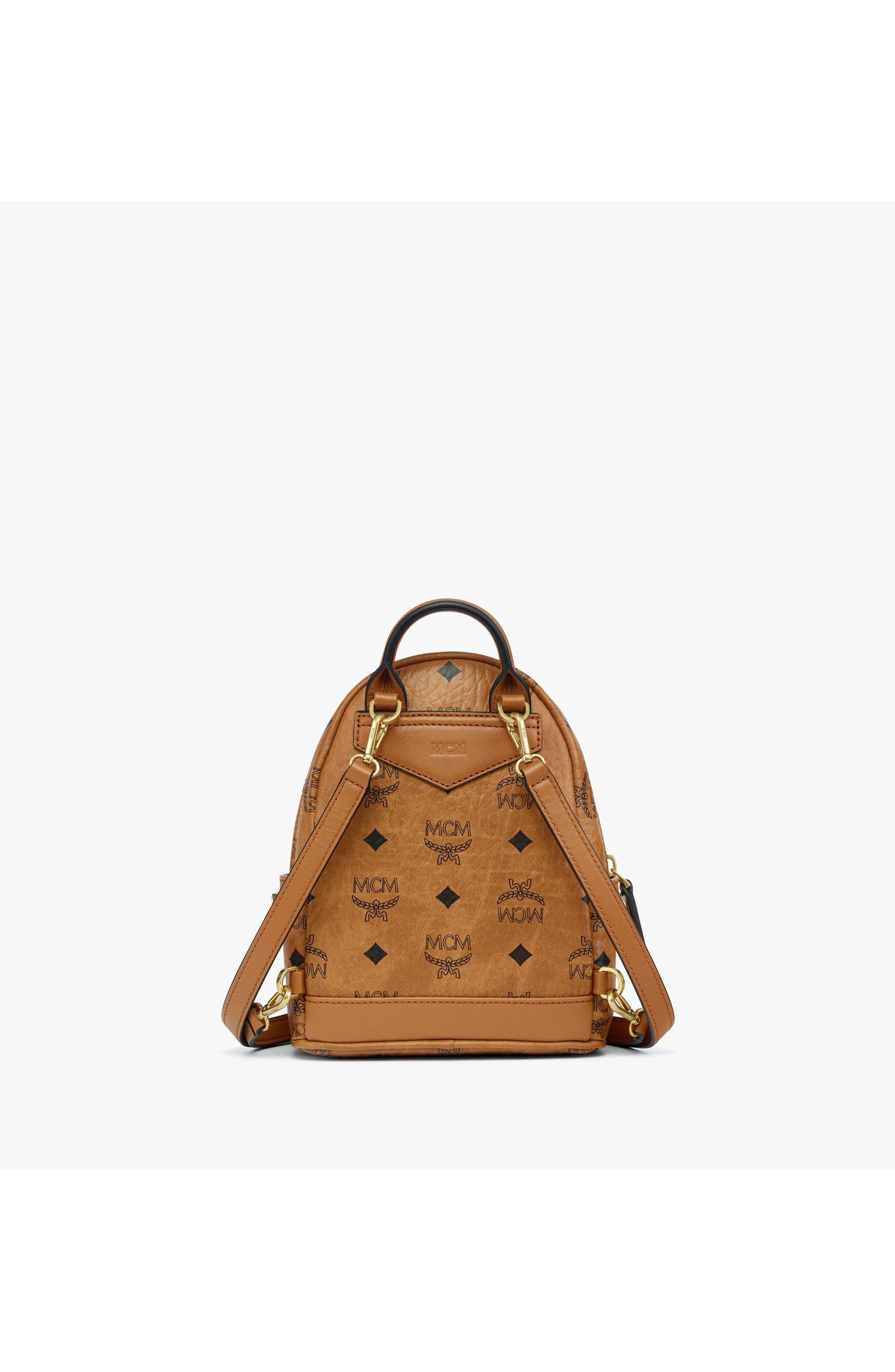 X-Mini Stark Bebe Boo Backpack in Gold Crystal Visetos, Alternate, color, Cognac