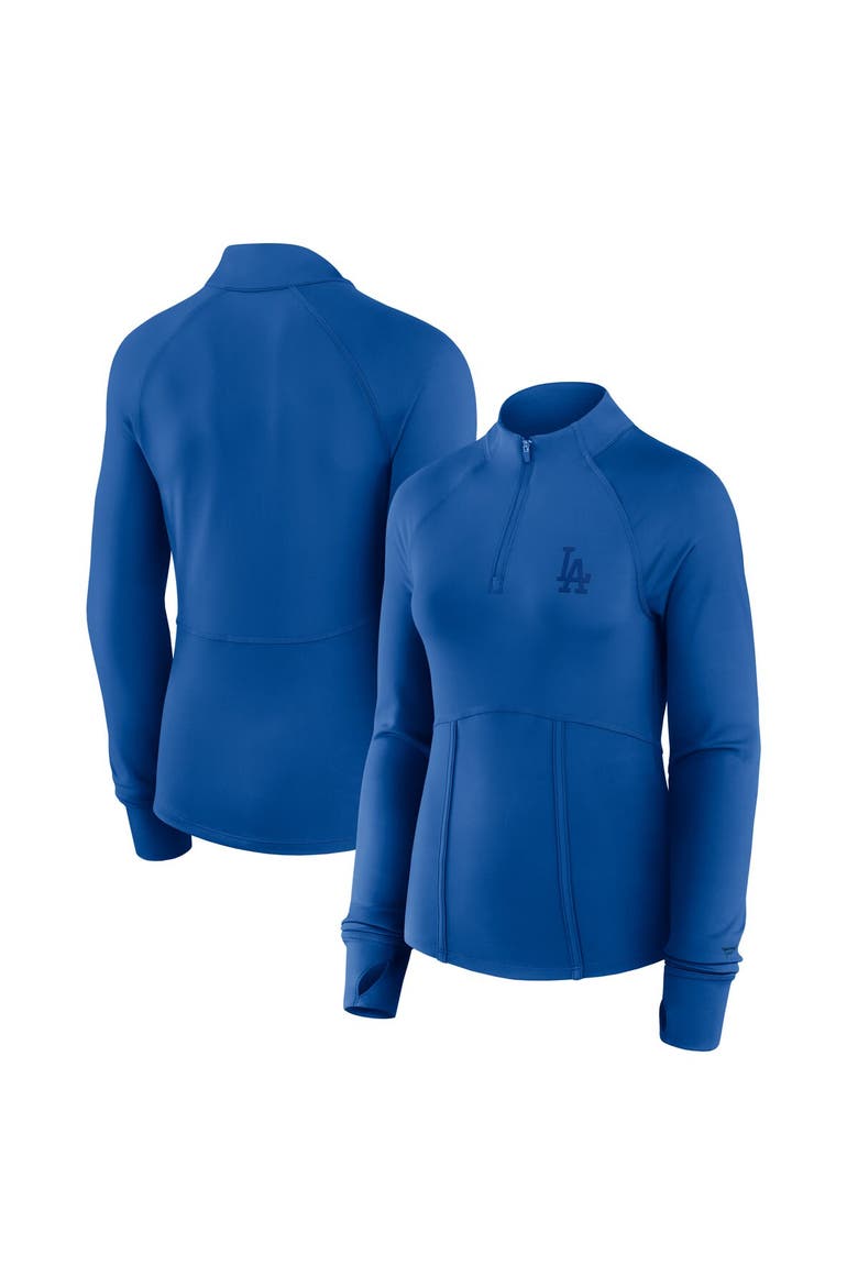 Women's Fanatics Royal Los Angeles Dodgers Elements Raglan Tri-Blend Quarter-Zip Top, Alternate, color, Royal