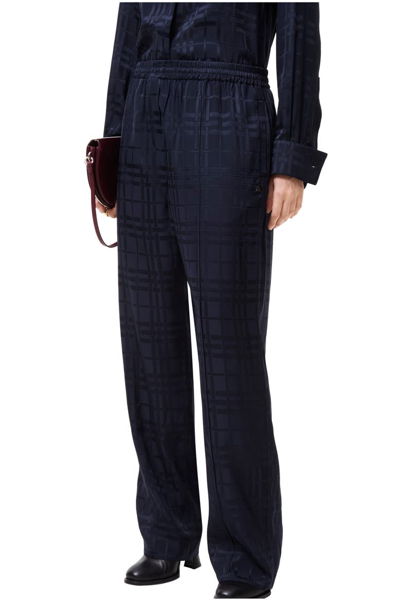 Check Silk Trousers, Main, color, Dark ink blue