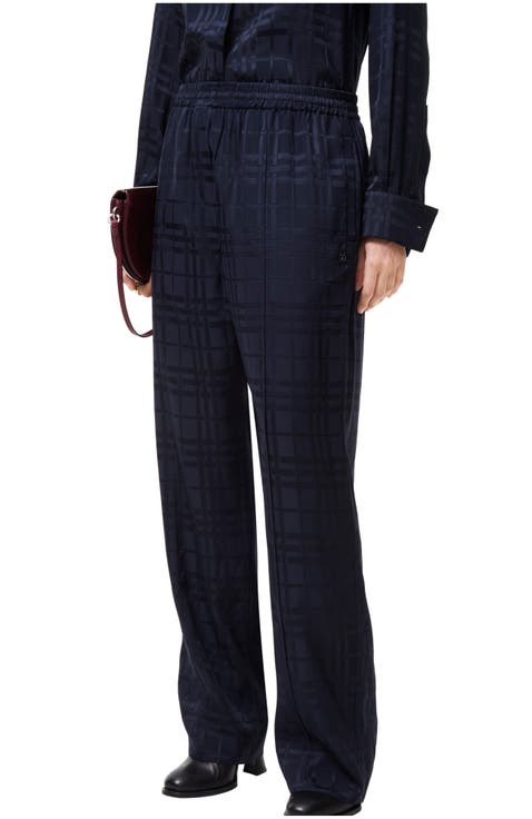 Check Silk Trousers