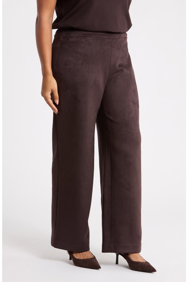 High Waist Faux Suede Wide Leg Pants, Alternate, color, DEEP MAHOGANY