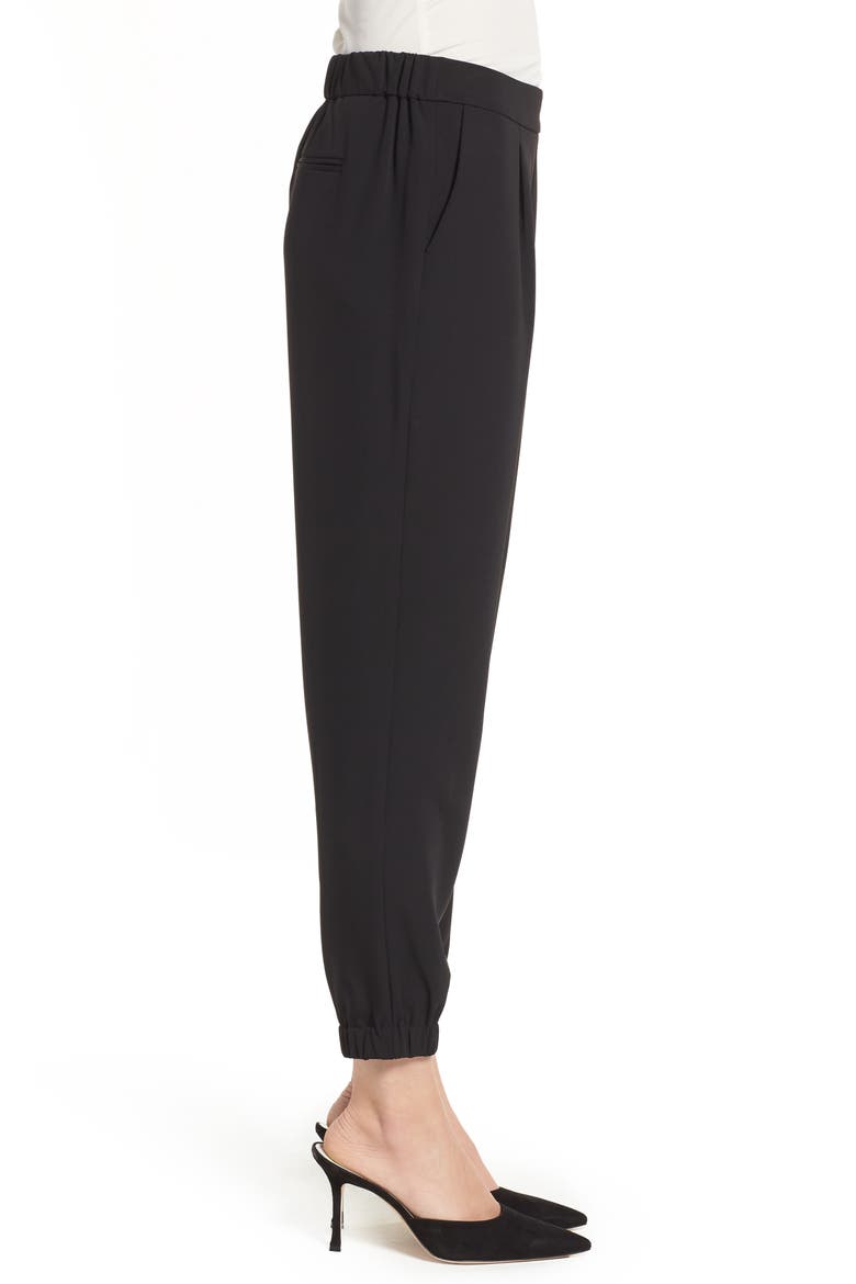 Stretch Crepe Jogger Pants, Alternate, color, BLACK