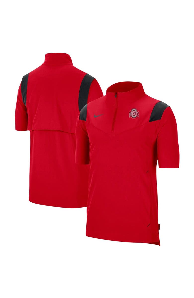 Nike Men's Nike Scarlet Ohio State Buckeyes Coach Short Sleeve Quarter-Zip Jacket, Main, color, Scarlet