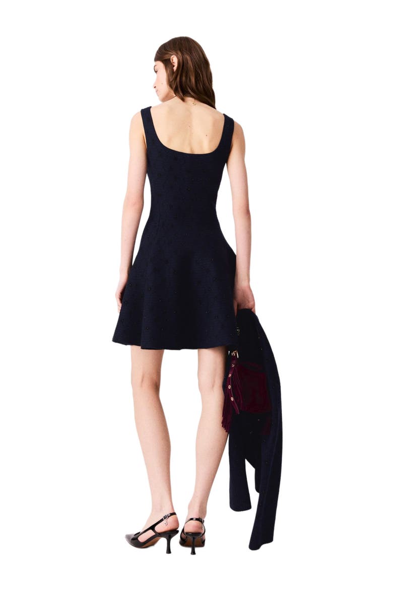 Short jacquard skater dress, Alternate, color, Navy