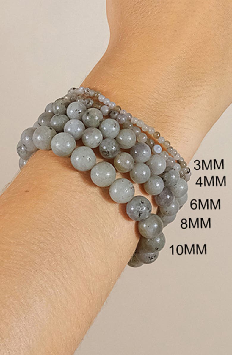 Sterling Forever Labradorite Beaded Stretch Bracelet, Alternate, color, Labradorite