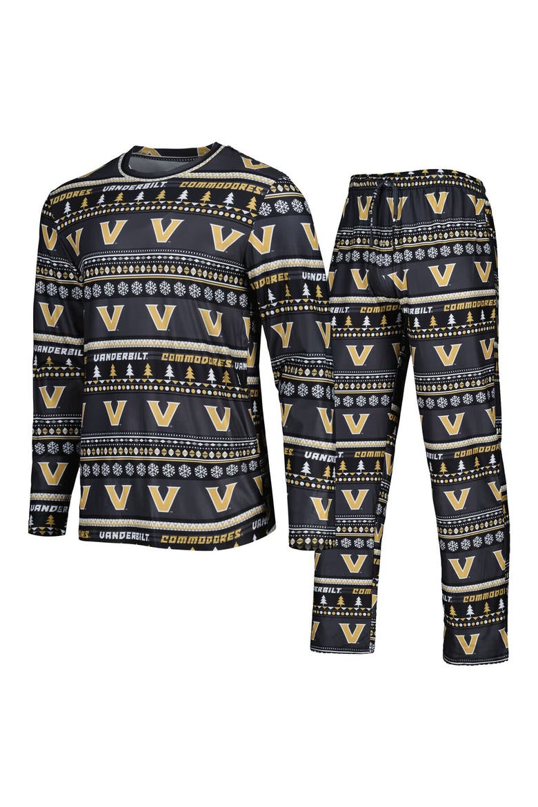 Men's Concepts Sport Black Vanderbilt Commodores Swivel Long Sleeve T-Shirt & Pants Sleep Set, Main, color, Black