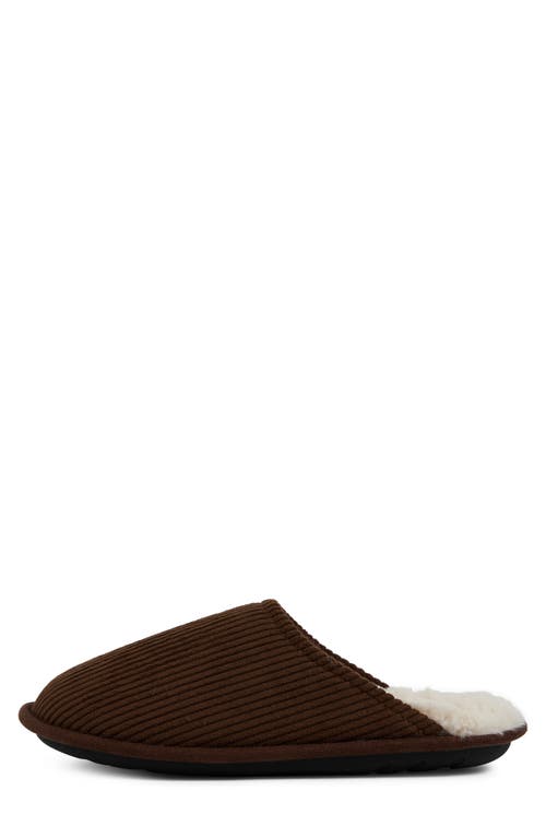 Floopi Corduroy Faux Fur Lined Slipper In Brown