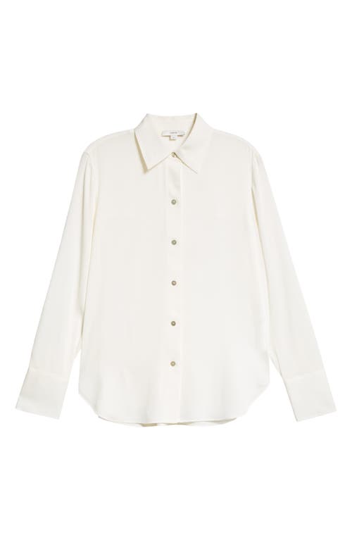 Shop Vince Stretch Silk Button-up Shirt In Off White