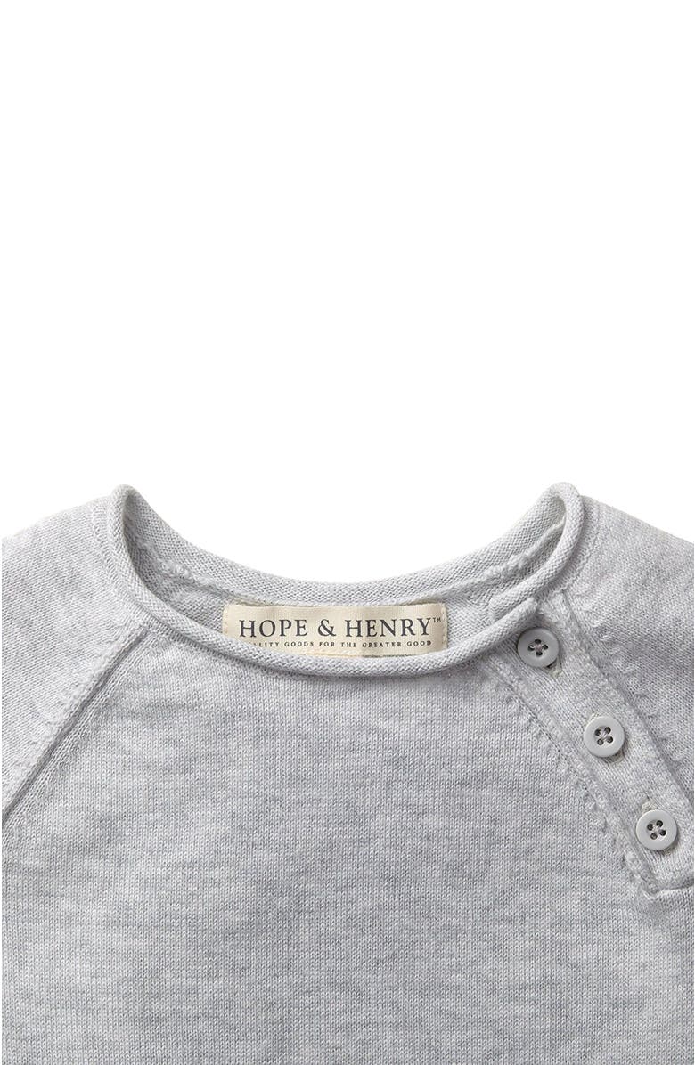 Hope & Henry Baby Raglan Knit Romper & Jacquard Blanket Gift Set, Alternate, color, Light Heather Grey