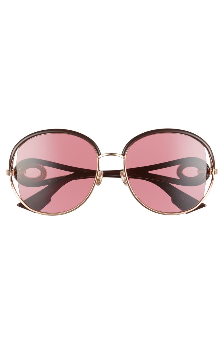 DIOR Newvolutes 57mm Round Sunglasses, Alternate, color, Violet/ Pink