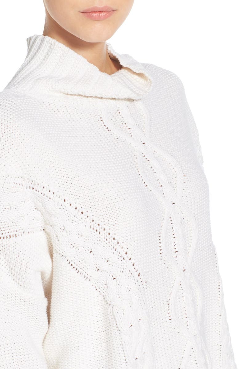 Rhythm 'Yacht' Cable Knit Turtleneck Sweater, Alternate, color, 