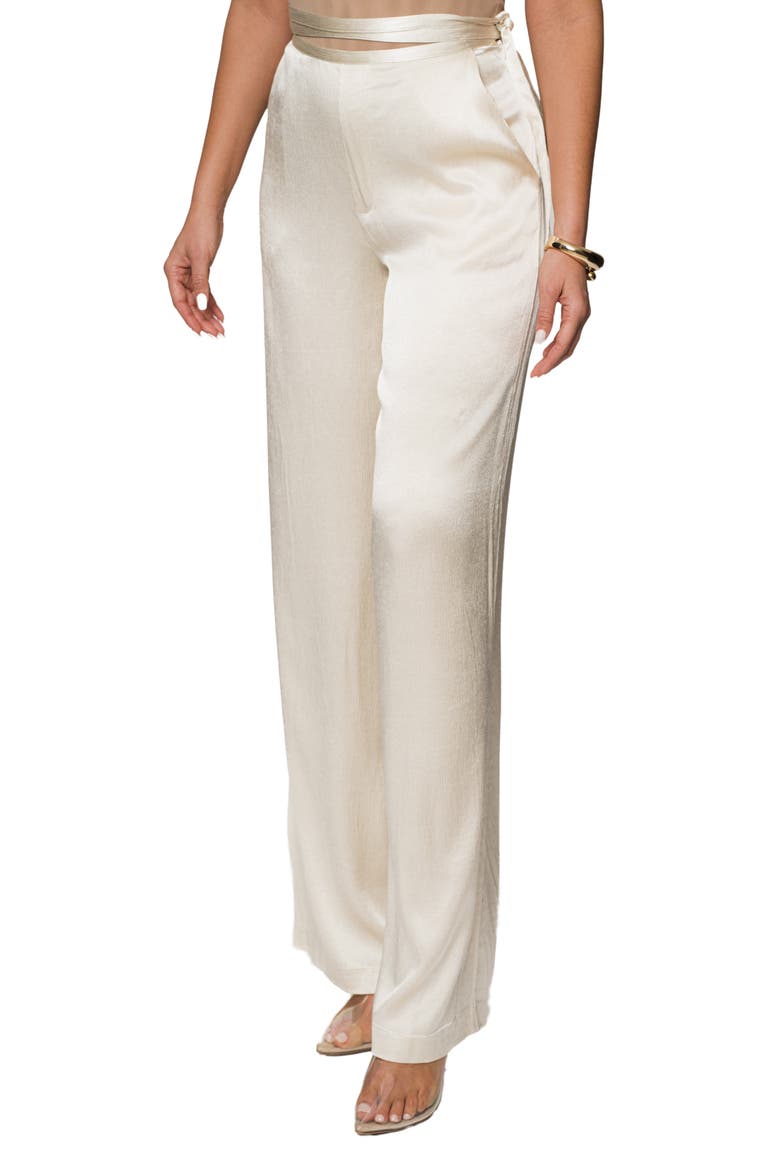 Deserae Silk Blend Wide Leg Pants, Alternate, color, CREAM