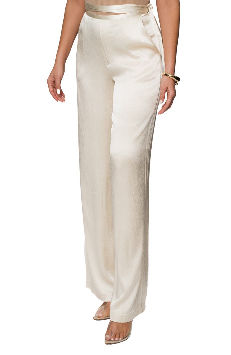 JLUXLABEL Deserae Silk Blend Wide Leg Pants, Alternate, color, Cream