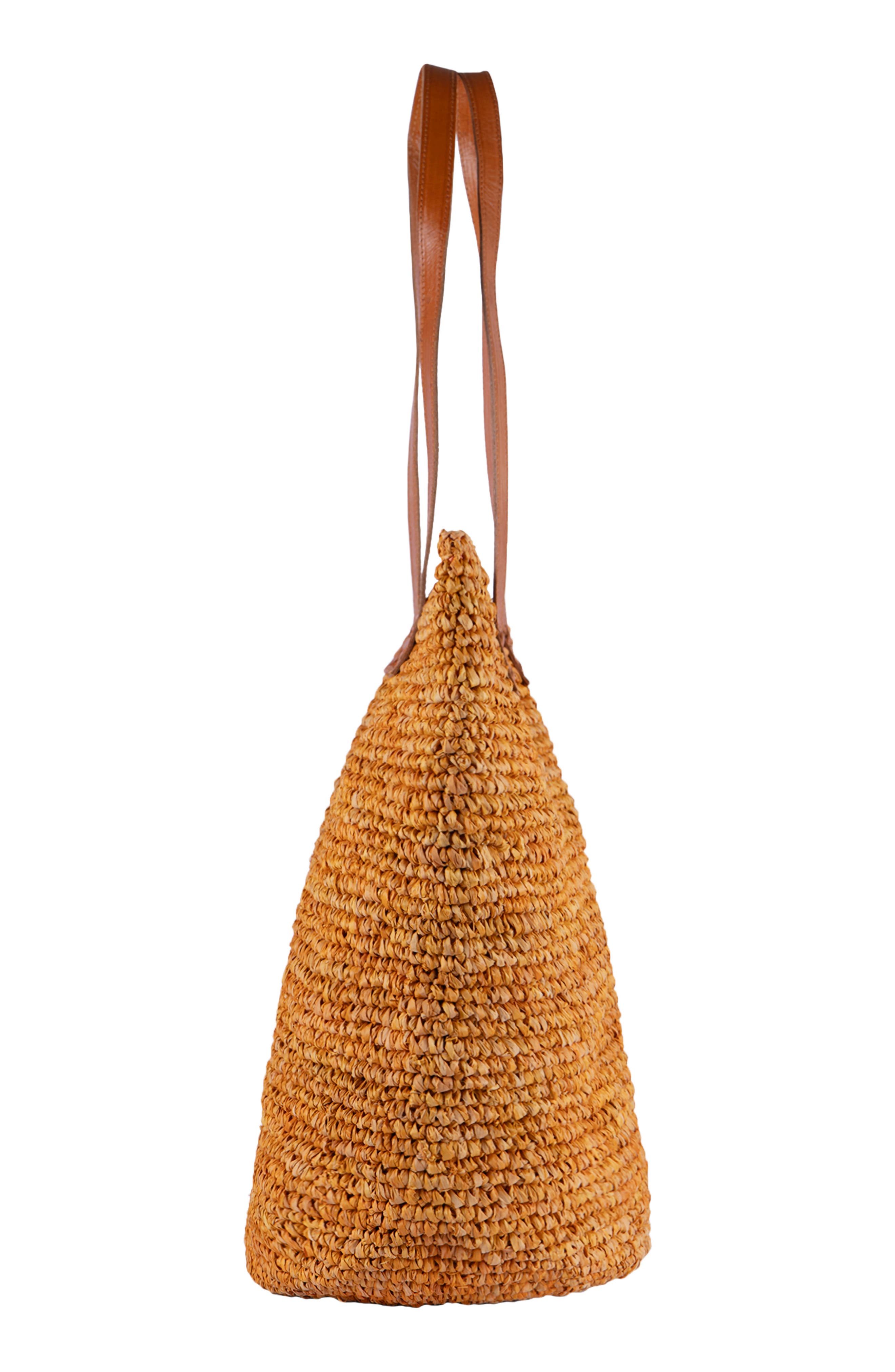 Hamptons Raffia Tote, Alternate, color, ORANGE