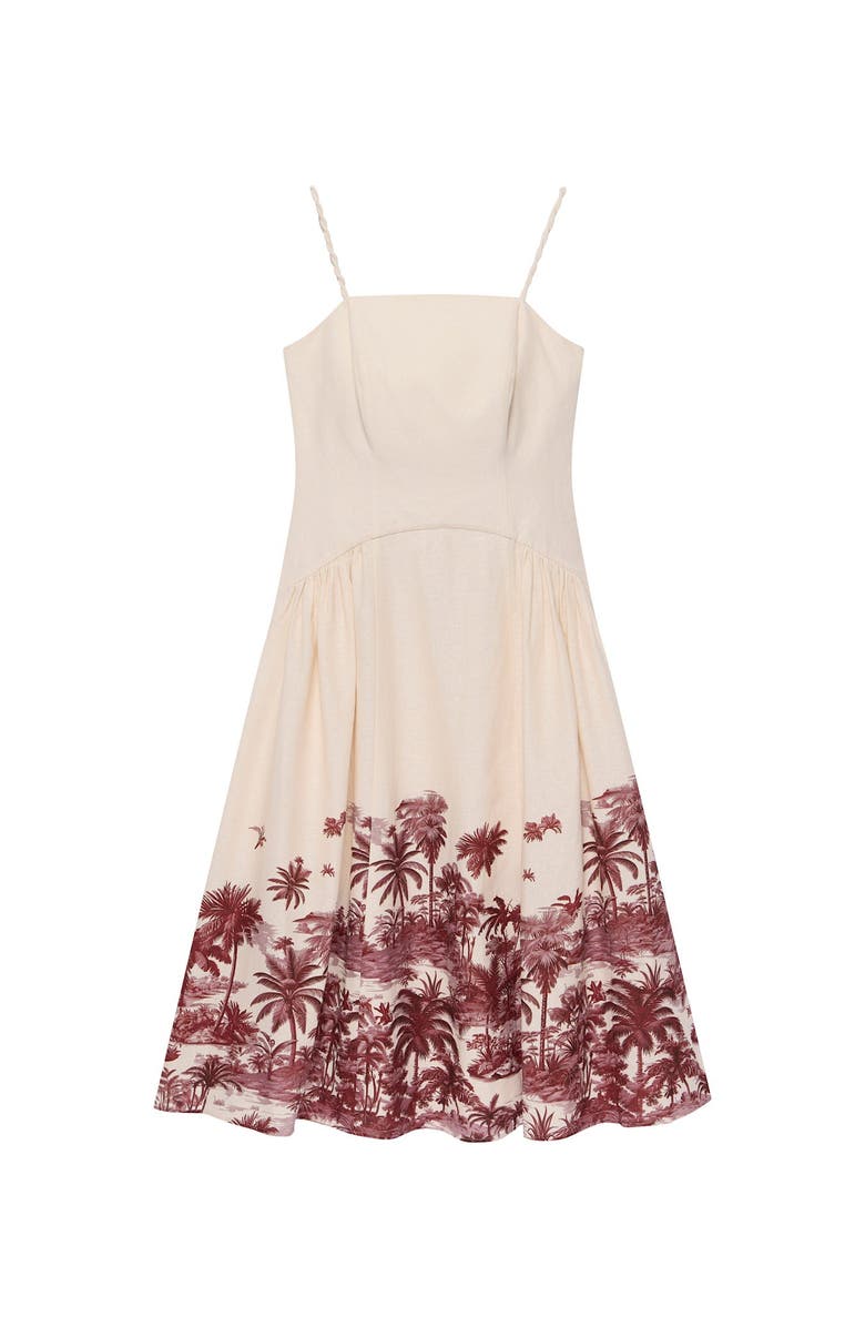 MINT VELVET Palm Print Midi Dress, Alternate, color,