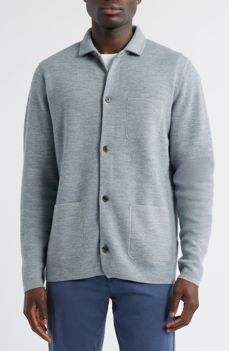 Peter Millar Carson Knit Merino Wool Chore Coat, Alternate, color, Gale Grey