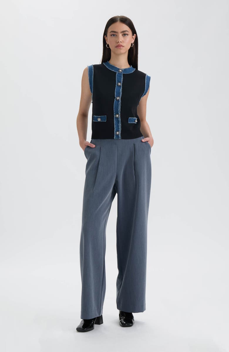 NVLT Denim Trim Vest, Alternate, color, Black