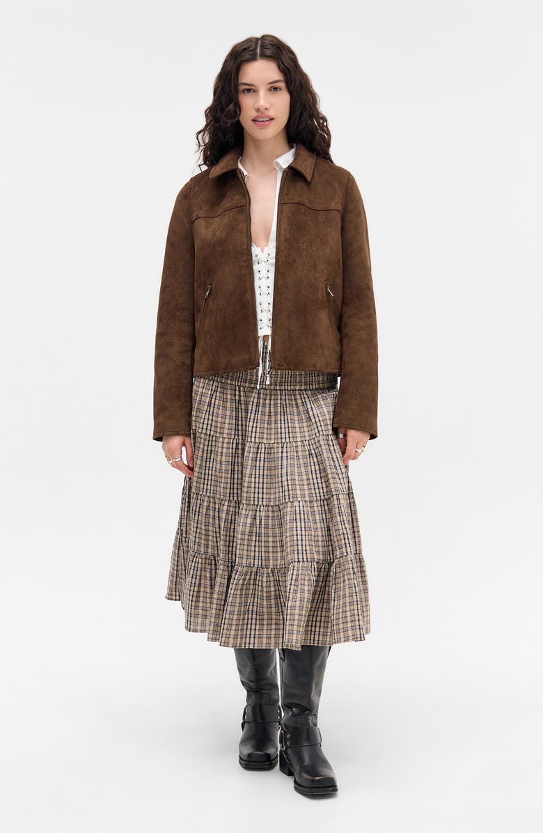 BDG Urban Outfitters Faux Suede Zip Jacket, Alternate, color, Brown