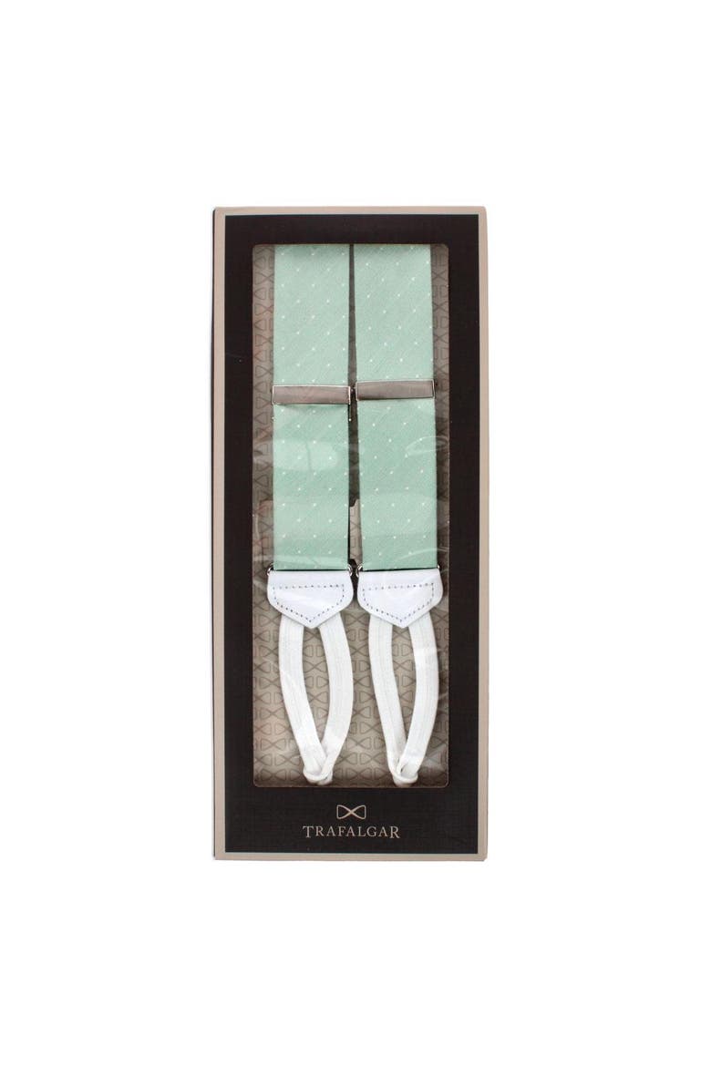 Churchill Chambray Polka Dot Linen Blend Formal End Suspenders, Alternate, color, Light Green with Polka Dots