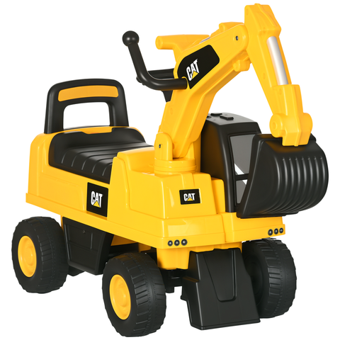 Kids Manual-Pedal Excavator with Shovel, Horn, Storage