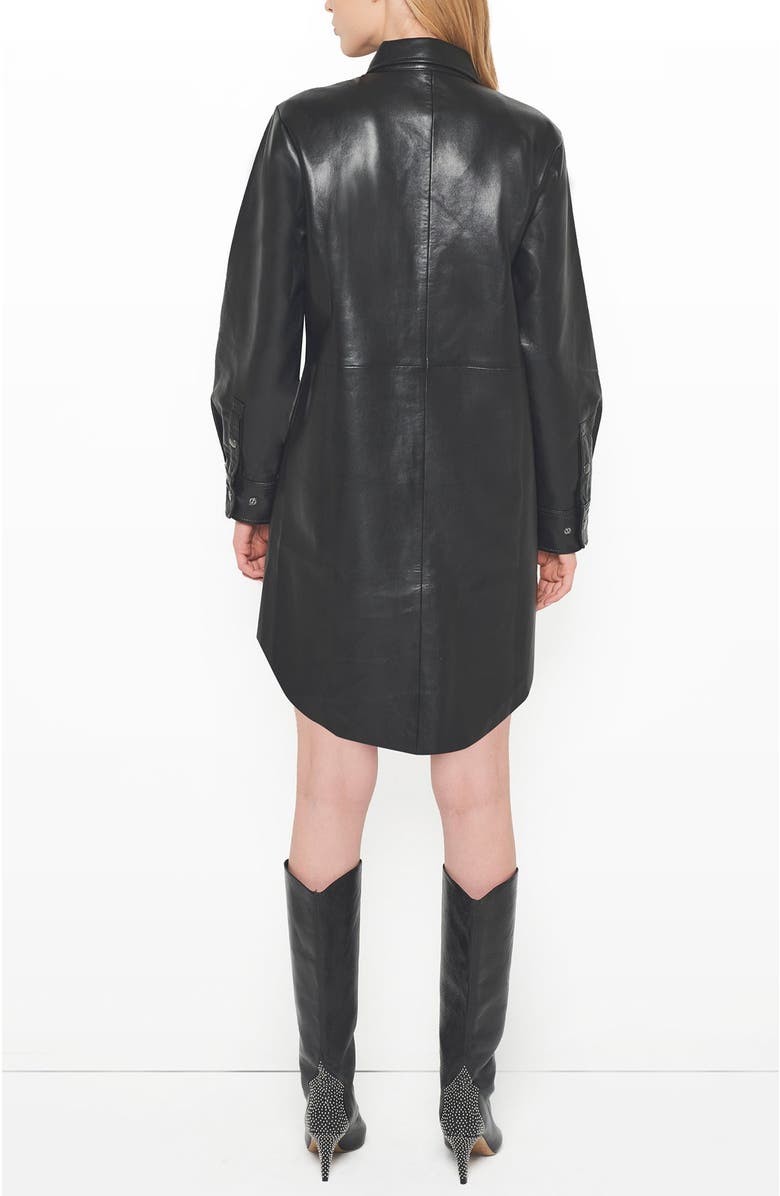 AS by DF Bonsoir Recycled Leather Shirtdress, Alternate, color, Black