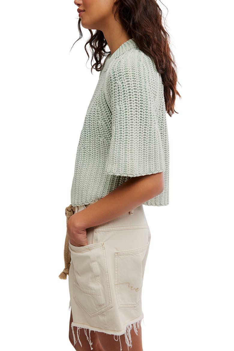 Amy Short Sleeve Cotton Sweater, Alternate, color, CAMEO GREEN