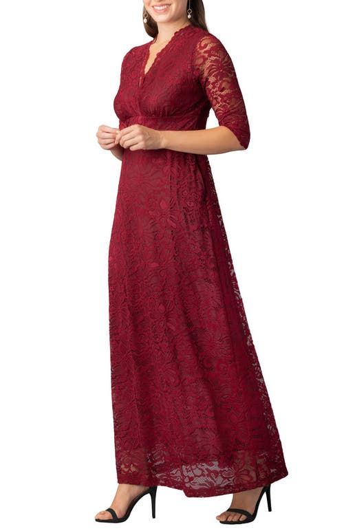 Kiyonna Maria Lace A-line Evening Gown With Pockets In Brown