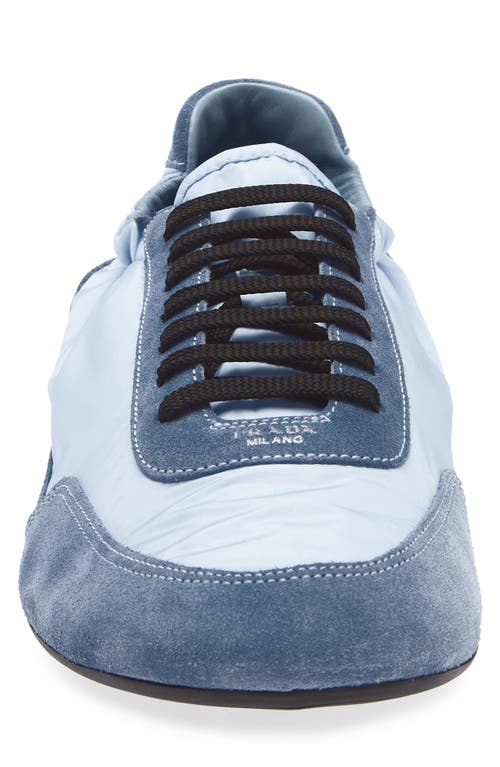 Prada Collapse Re-nylon And Suede Elasticized Sneakers In Blue