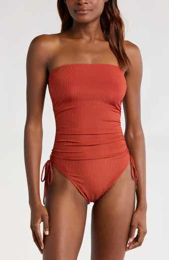Robin Piccone Angela Strapless Cinched One-Piece Swimsuit