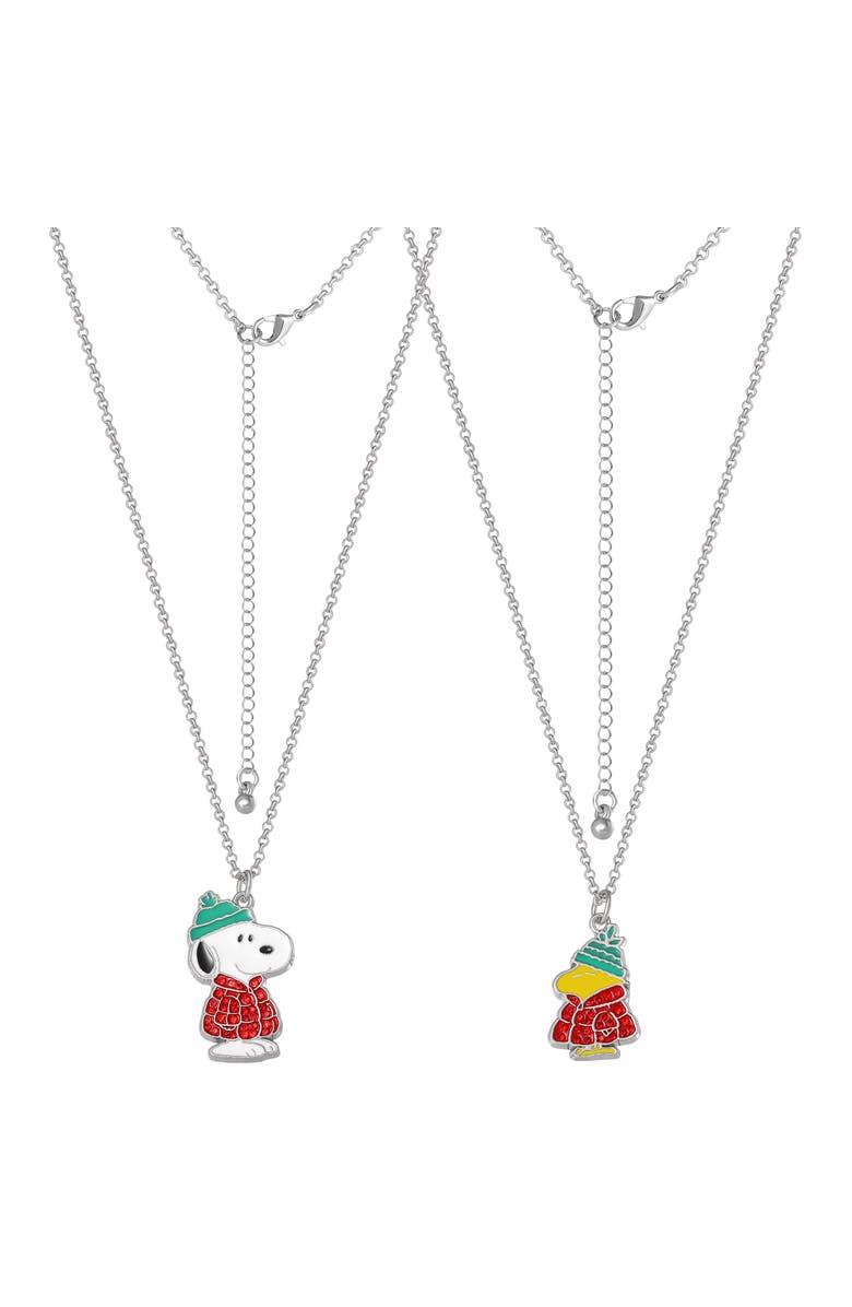 PEANUTS Snoopy & Woodstock Necklace Set, 2-Piece, Silver-Tone, Alternate, color, Multicolor