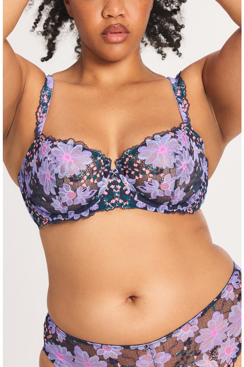 Fleur Fantasy Unlined Balconette Bra, Main, color, DARK AND STORMY BLUE