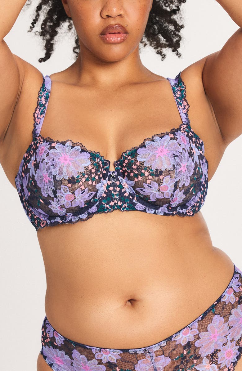 SAVAGE X FENTY Fleur Fantasy Unlined Balconette Bra, Main, color, Dark And Stormy Blue
