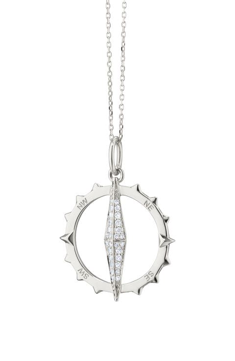Compass Sterling Silver Pendant Necklace