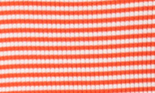 Akris Punto Sailor Stripe Short Sleeve Virgin Wool Rib Sweater In Cream-orange