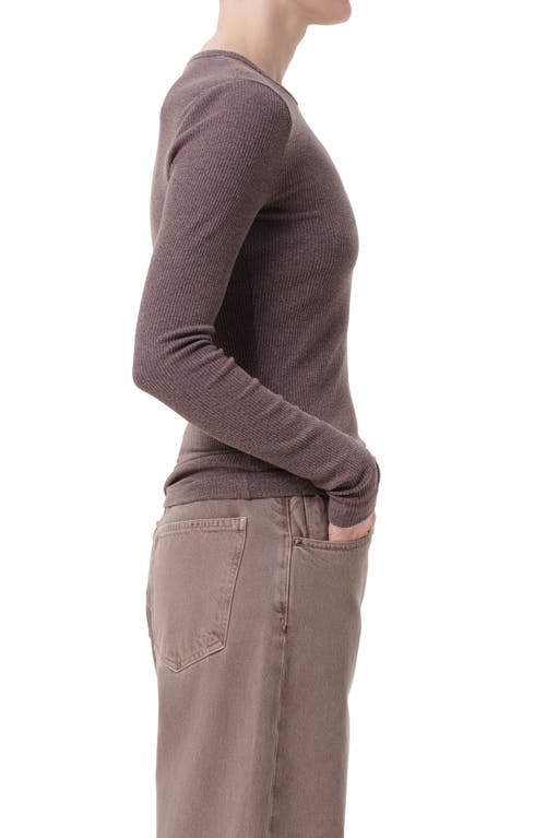 Agolde Delphi Slim Fit Ribbed T-shirt In Brown
