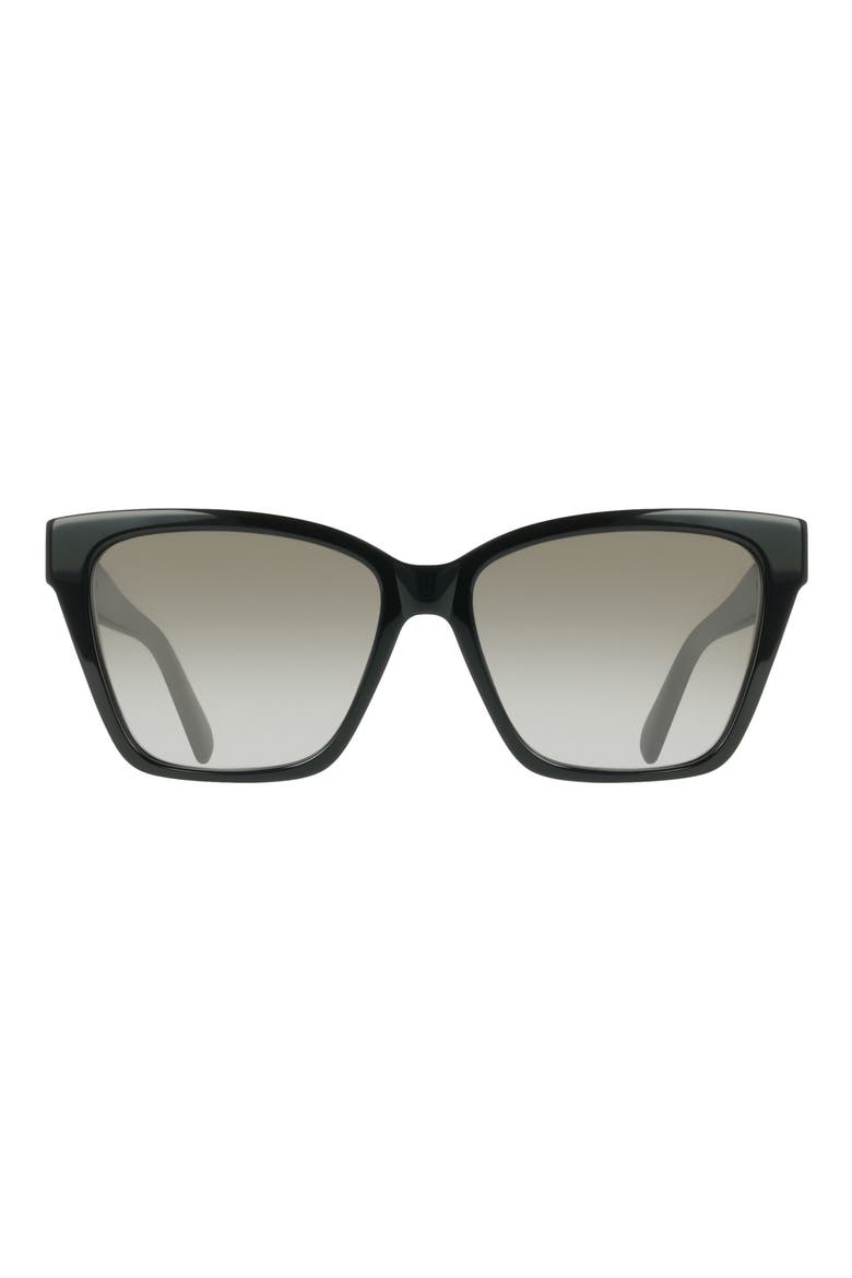 57mm Rectangle Sunglasses, Main, color, BLACK