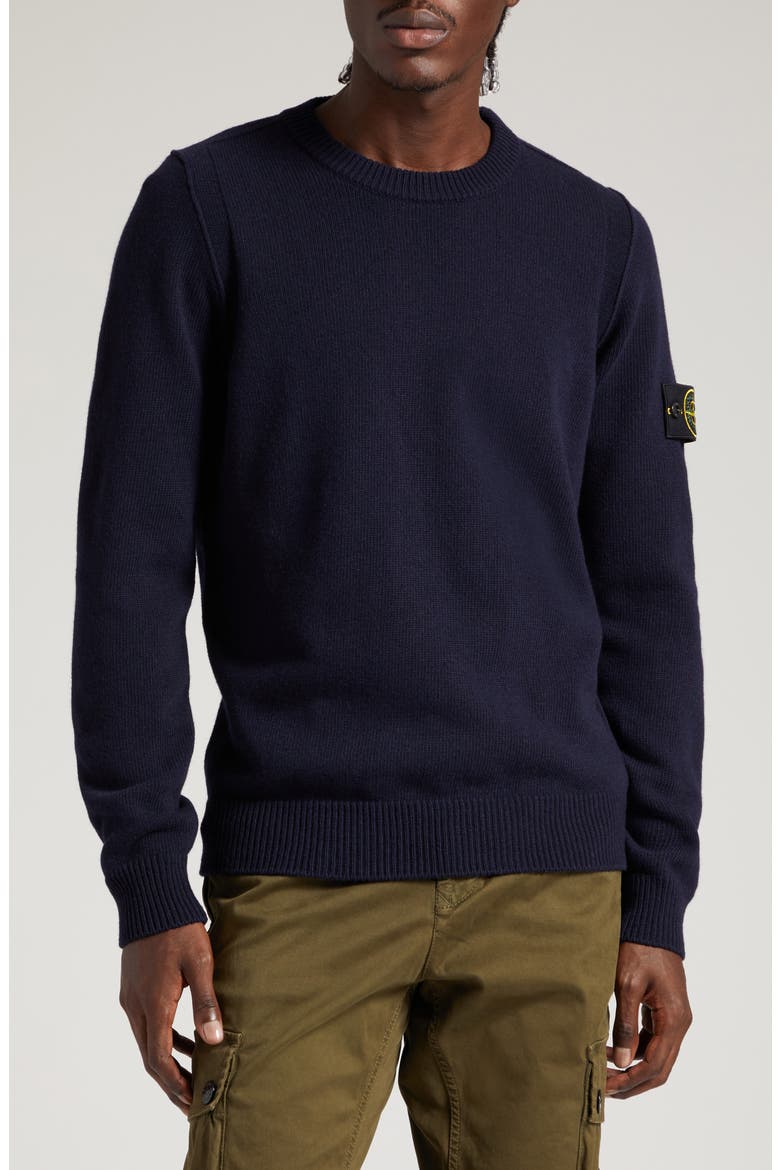Compass Logo Wool Blend Sweater, Main, color, NAVY BLUE