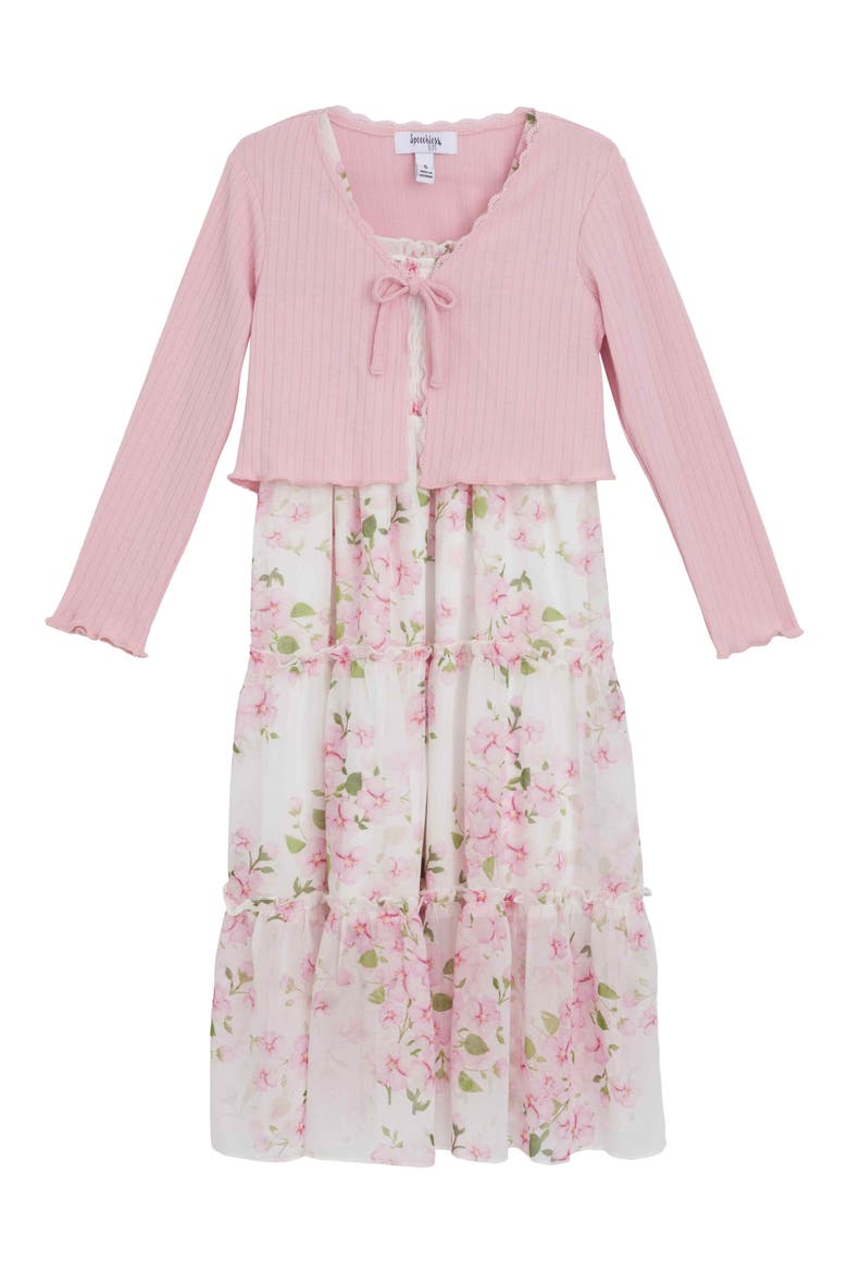 Kids' Floral Maxi Dress & Cardigan Set, Main, color, IVORY/ PINK