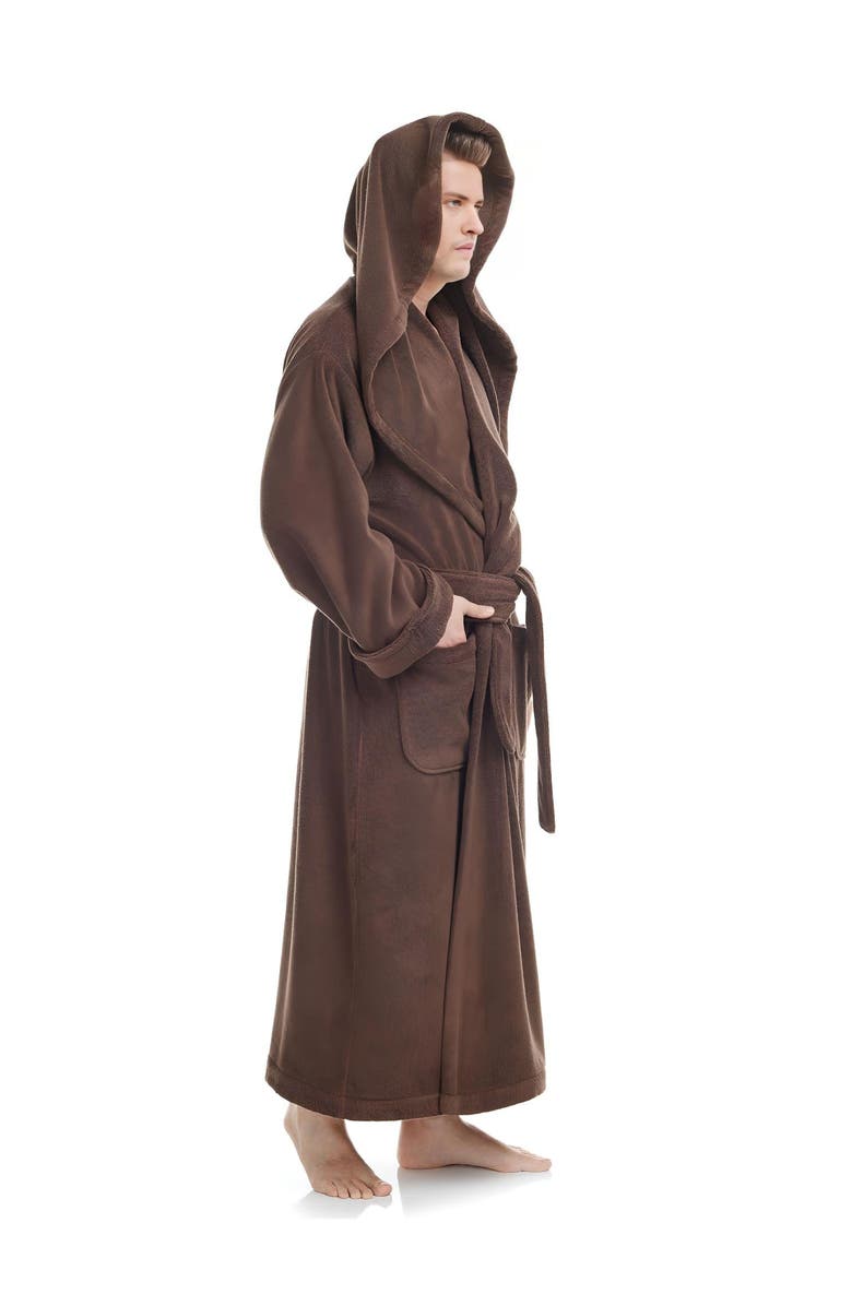 ARUS Men's Monk Style Full Length Long Terry Cotton Bathrobe, Alternate, color, Brown