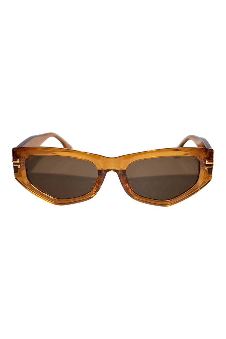 Wren 52mm Polarized Geometric Sunglasses, Main, color, CARAMEL/ BROWN