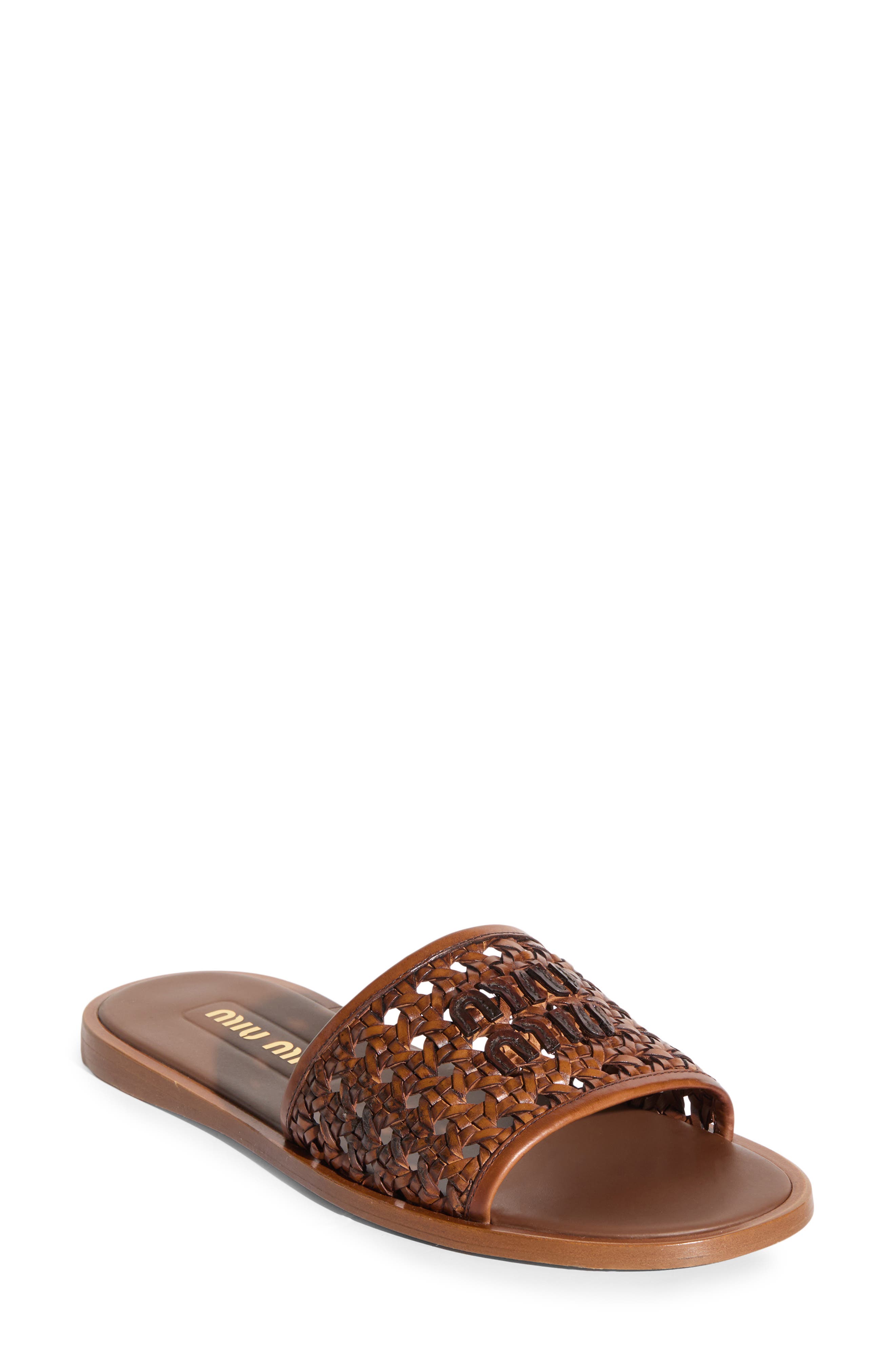 Miu Miu Woven Slide Sandal, Main, color, 