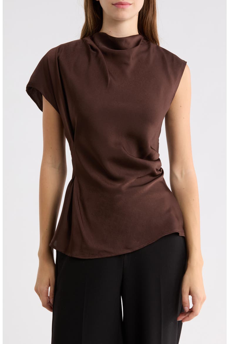 Draped Asymmetric Top, Main, color, CHOCOLATE