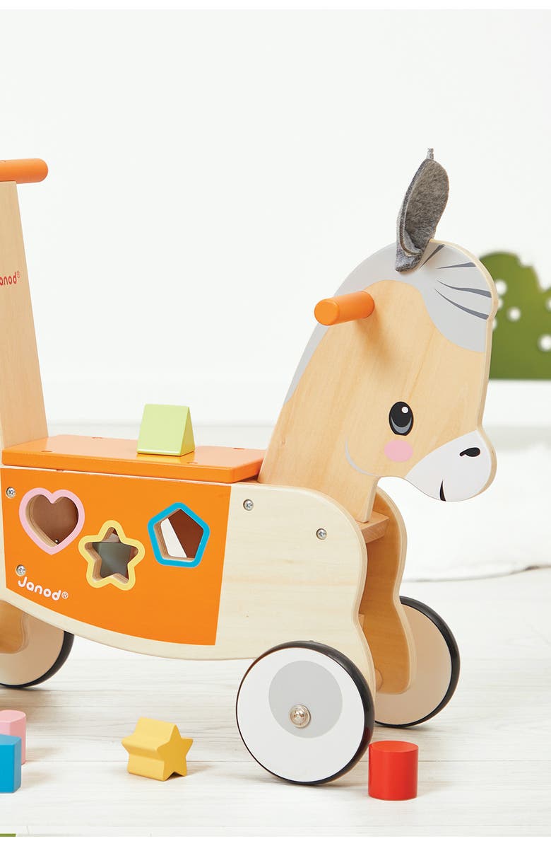 Janod Farm Ride-On Donkey, Alternate, color, Brown