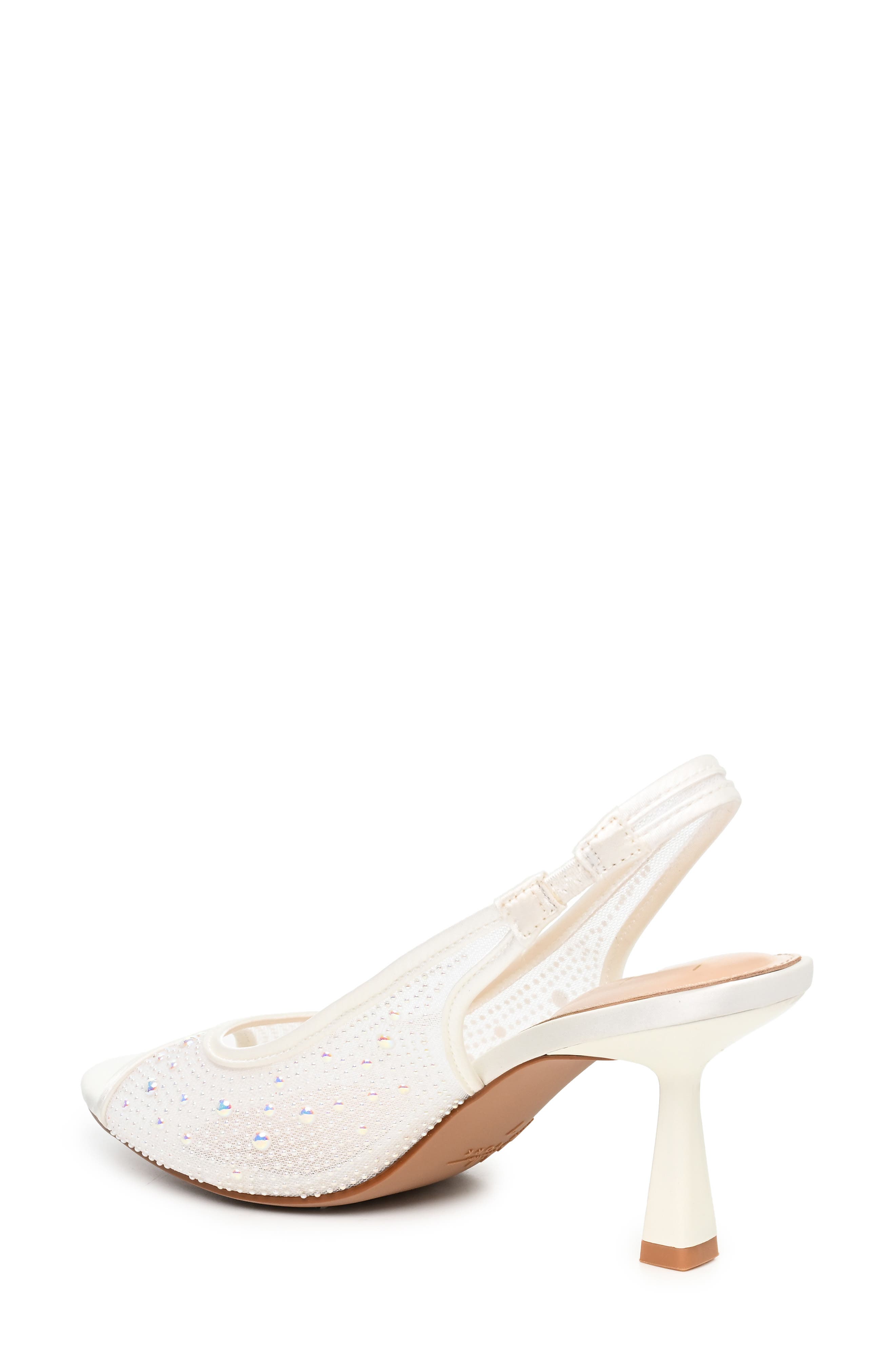 Peeps Crystal Peep Toe Slingback Pump, Alternate, color, WHITE PEARL MESH