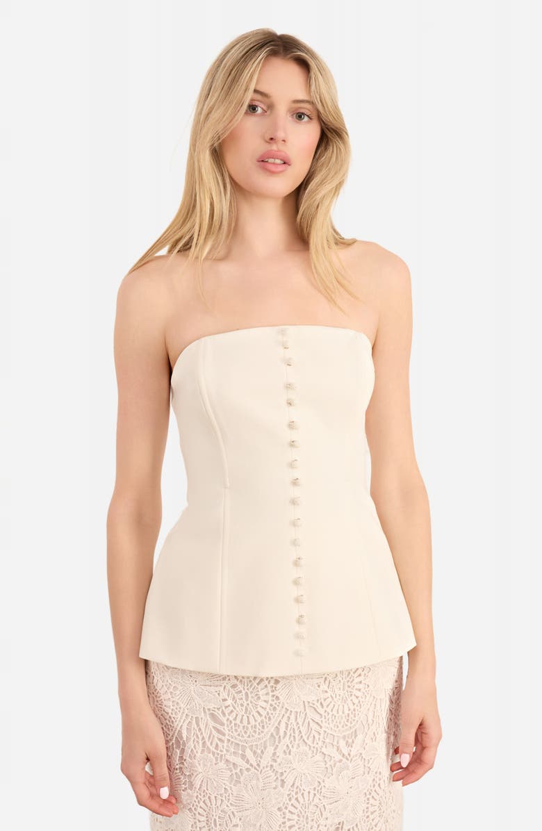 CAMI NYC Imogene Strapless Mixed Media Dress, Alternate, color, Macadamia